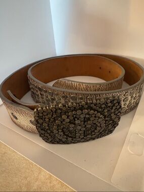 Ariat Metallic Taupe Belt with Embellished Stud Buckle